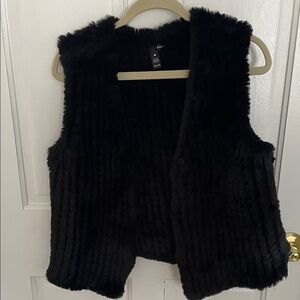 Aqua Black Faux Fur vest size S